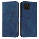 For itel S23 Skin Feel Heart Embossed Leather Phone Case with Long Lanyard(Blue)