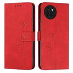 For itel S23 Skin Feel Heart Embossed Leather Phone Case with Long Lanyard(Red)