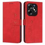 For itel S23+ Skin Feel Heart Embossed Leather Phone Case with Long Lanyard(Red)