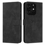 For itel A70 Skin Feel Heart Embossed Leather Phone Case with Long Lanyard(Black)