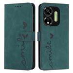 For itel P55 5G Skin Feel Heart Embossed Leather Phone Case with Long Lanyard(Green)