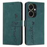 For itel P55+ Skin Feel Heart Embossed Leather Phone Case with Long Lanyard(Green)