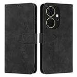 For itel P55+ Skin Feel Heart Embossed Leather Phone Case with Long Lanyard(Black)