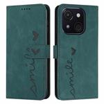 For itel A50C Skin Feel Heart Embossed Leather Phone Case with Long Lanyard(Green)