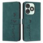 For itel A50 Skin Feel Heart Embossed Leather Phone Case with Long Lanyard(Green)