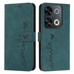 For itel P65 Skin Feel Heart Embossed Leather Phone Case with Long Lanyard(Green)