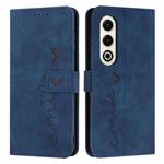 For itel S25 Skin Feel Heart Embossed Leather Phone Case with Long Lanyard(Blue)