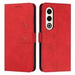 For itel S25 Skin Feel Heart Embossed Leather Phone Case with Long Lanyard(Red)