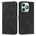 For itel A90 4G Skin Feel Heart Embossed Leather Phone Case with Long Lanyard(Black)