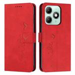 For itel A90 4G Skin Feel Heart Embossed Leather Phone Case with Long Lanyard(Red)