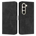 For itel A95 5G Skin Feel Heart Embossed Leather Phone Case with Long Lanyard(Black)