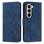 For itel A95 5G Skin Feel Heart Embossed Leather Phone Case with Long Lanyard(Blue)
