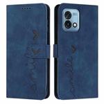 For Motorola Moto G Stylus 4G 2023 Skin Feel Heart Embossed Leather Phone Case with Long Lanyard(Blue)