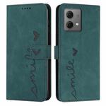 For Motorola Moto G84 Skin Feel Heart Embossed Leather Phone Case with Long Lanyard(Green)