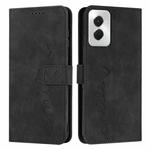 For Motorola Moto G Power 5G 2024 Skin Feel Heart Embossed Leather Phone Case with Long Lanyard(Black)