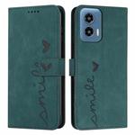 For Motorola Moto G Play 5G 2024 / G 5G 2024 Skin Feel Heart Embossed Leather Phone Case with Long Lanyard(Green)