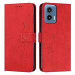 For Motorola Moto G Play 5G 2024 / G 5G 2024 Skin Feel Heart Embossed Leather Phone Case with Long Lanyard(Red)