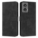 For Motorola Edge 50 Fusion Skin Feel Heart Embossed Leather Phone Case with Long Lanyard(Black)