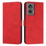 For Motorola Edge 50 Fusion Skin Feel Heart Embossed Leather Phone Case with Long Lanyard(Red)