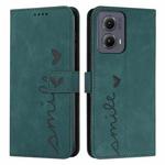 For Motorola Edge 5G 2024 Skin Feel Heart Embossed Leather Phone Case with Long Lanyard(Green)