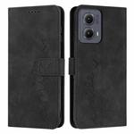 For Motorola Edge 5G 2024 Skin Feel Heart Embossed Leather Phone Case with Long Lanyard(Black)