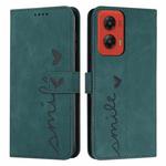 For Motorola Moto G Stylus 5G 2024 Skin Feel Heart Embossed Leather Phone Case with Long Lanyard(Green)