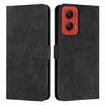 For Motorola Moto G Stylus 5G 2024 Skin Feel Heart Embossed Leather Phone Case with Long Lanyard(Black)