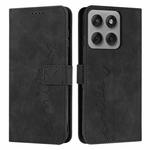 For Motorola Edge 60 Pro Skin Feel Heart Embossed Leather Phone Case with Long Lanyard(Black)