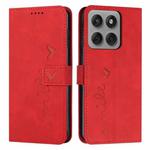 For Motorola Edge 60 Pro Skin Feel Heart Embossed Leather Phone Case with Long Lanyard(Red)