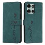 For Motorola Moto G56 5G Skin Feel Heart Embossed Leather Phone Case with Long Lanyard(Green)