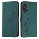 For OPPO A38 / Oppo A18 Skin Feel Heart Embossed Leather Phone Case with Long Lanyard(Green)