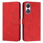 For OPPO A58 / A78 Skin Feel Heart Embossed Leather Phone Case with Long Lanyard(Red)