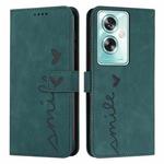 For OPPO A79 5G Skin Feel Heart Embossed Leather Phone Case with Long Lanyard(Green)