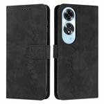 For OPPO A60 4G Skin Feel Heart Embossed Leather Phone Case with Long Lanyard(Black)
