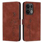 For OPPO Reno13 Pro Global Skin Feel Heart Embossed Leather Phone Case with Long Lanyard(Brown)