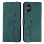 For Sony Xperia 5 VI Skin Feel Heart Embossed Leather Phone Case with Long Lanyard(Green)