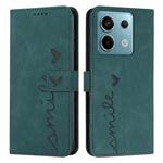 For Xiaomi Redmi Note 13 Pro Skin Feel Heart Embossed Leather Phone Case with Long Lanyard(Green)