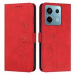 For Xiaomi Redmi Note 13 Pro Skin Feel Heart Embossed Leather Phone Case with Long Lanyard(Red)