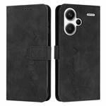 For Xiaomi Redmi Note 13 Pro+ Skin Feel Heart Embossed Leather Phone Case with Long Lanyard(Black)