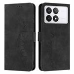 For Xiaomi Redmi K70E Skin Feel Heart Embossed Leather Phone Case with Long Lanyard(Black)