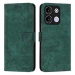 For itel A60s Skin Feel Stripe Pattern Leather Phone Case with Lanyard(Green)