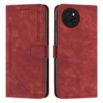 For itel S23 Skin Feel Stripe Pattern Leather Phone Case with Lanyard(Red)