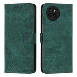 For itel S23 Skin Feel Stripe Pattern Leather Phone Case with Lanyard(Green)