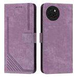 For itel S23 Skin Feel Stripe Pattern Leather Phone Case with Lanyard(Purple)