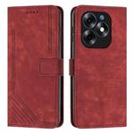 For itel S23+ Skin Feel Stripe Pattern Leather Phone Case with Lanyard(Red)