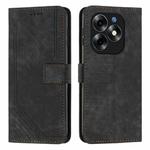 For itel S23+ Skin Feel Stripe Pattern Leather Phone Case with Lanyard(Black)