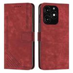 For itel A70 Skin Feel Stripe Pattern Leather Phone Case with Lanyard(Red)