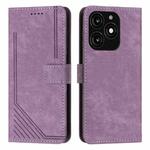 For itel A70 Skin Feel Stripe Pattern Leather Phone Case with Lanyard(Purple)