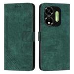 For itel P55 5G Skin Feel Stripe Pattern Leather Phone Case with Lanyard(Green)