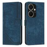 For itel P55+ Skin Feel Stripe Pattern Leather Phone Case with Lanyard(Blue)